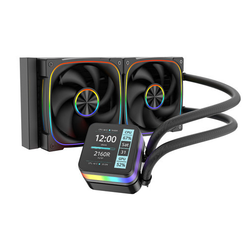 Rock LCD Ekranlı 240mm ARGB Siyah İşlemci Sıvı Soğutucu