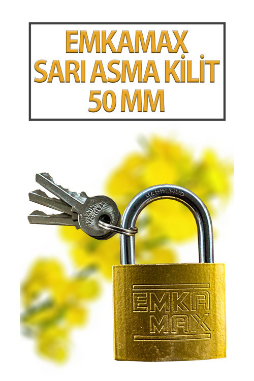 Kısa Sarı Asma Kilit 50 MM 3 Anahtarlı