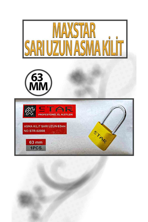 Uzun Tip Sarı Asma Kilit 50 MM 3 Anahtarlı