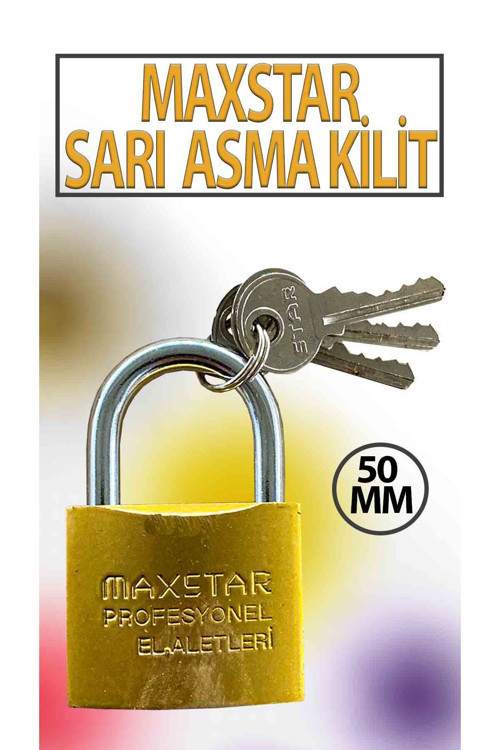Sarı Asma Kilit 50 MM 3 Anahtarlı