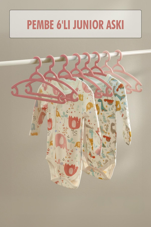 6’lı Bebek Askısı & Bebek Gardırop Askısı Pembe Set
