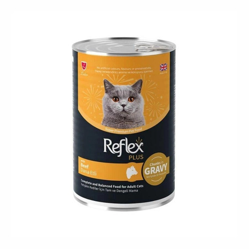 Plus Sos İçinde Et Parçacıklı Dana Etli Yetişkin Kedi Konservesi 400gr