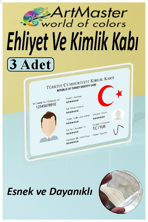 Kimlik Ehliyet Kredi Kartı Koruyucu Şeffaf 3 Adet Yeni Nesil Kart Kılıfı Plastik Kırılmaz Kart Kabı Kart Kılıfı
