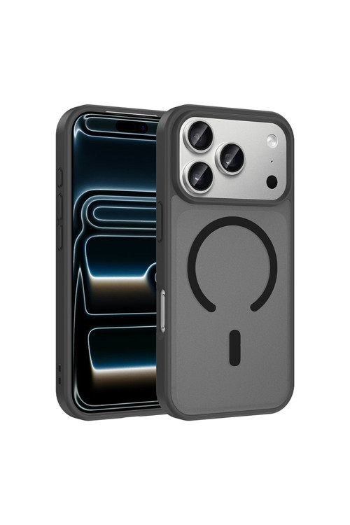 İphone 17 Pro Kılıf M-Safe Şarj Özellikli Asma Babet Kapak - Siyah