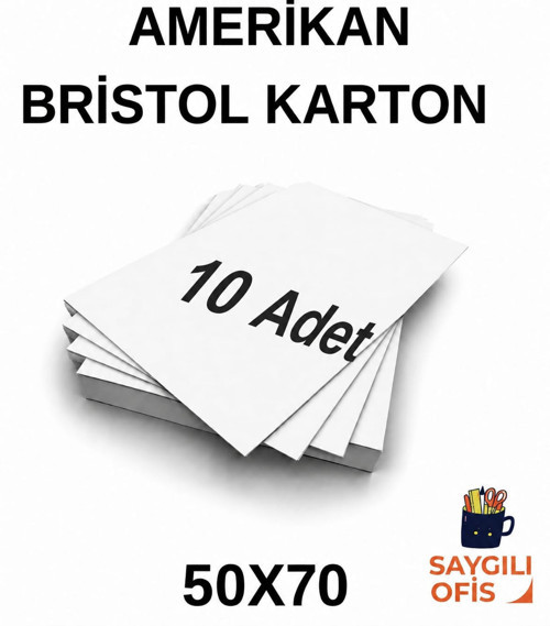 SaygılıOfis Amerikan Bristol Karton 50x70 cm 5 Adet 220 gr Bir Tarafı Parlak Bir Tarafı Mat