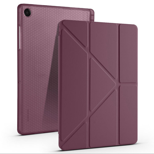 Galaxy Tab A11 Plus Kılıf MKST Tri Folding Kalem Bölmeli Standlı Kılıf - Koyu Mor