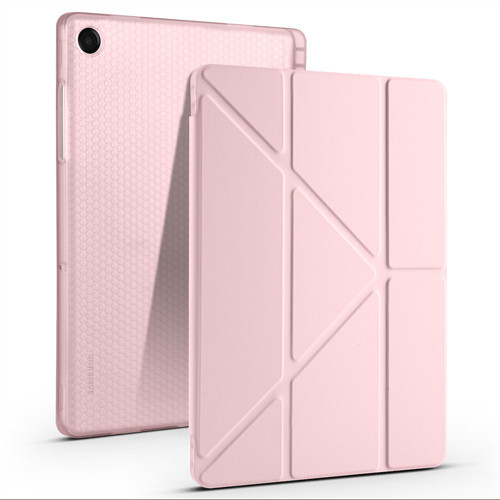 Galaxy Tab A11 Plus Kılıf MKST Tri Folding Kalem Bölmeli Standlı Kılıf - Rose Gold