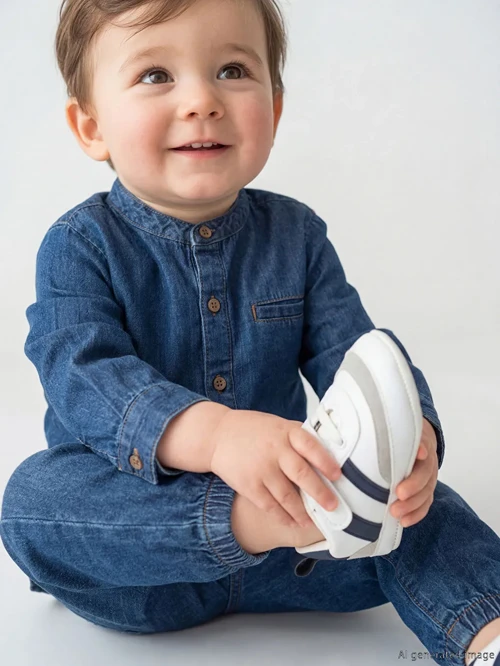İndigo Erkek Bebek Jean Gömlek ve Pantolon