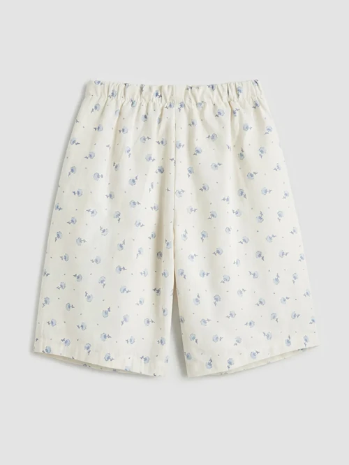 Bej Çiçekli Kız Bebek Bluz ve Pantolon