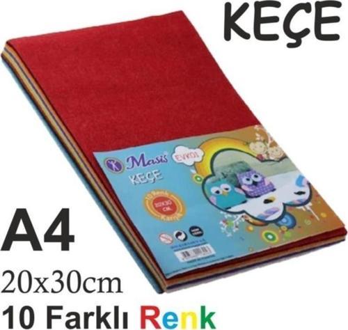 A4 Keçe 10 Renk Keçe 2mm 10'lu Karışık Renk A4 20X30CM Keçe