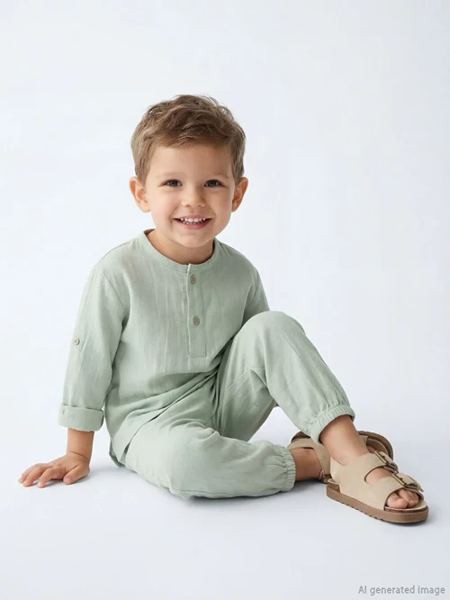 Yeşil Erkek Bebek Tişört ve Pantolon Takımı