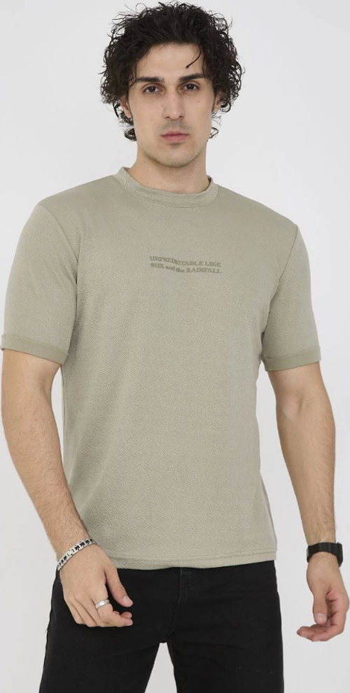 Unisex Bisiklet Yaka Slim fit T-Shirt - Açık Yeşil