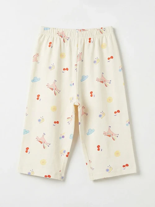 Ekru Kız Bebek Kaprili Pijama Takımı