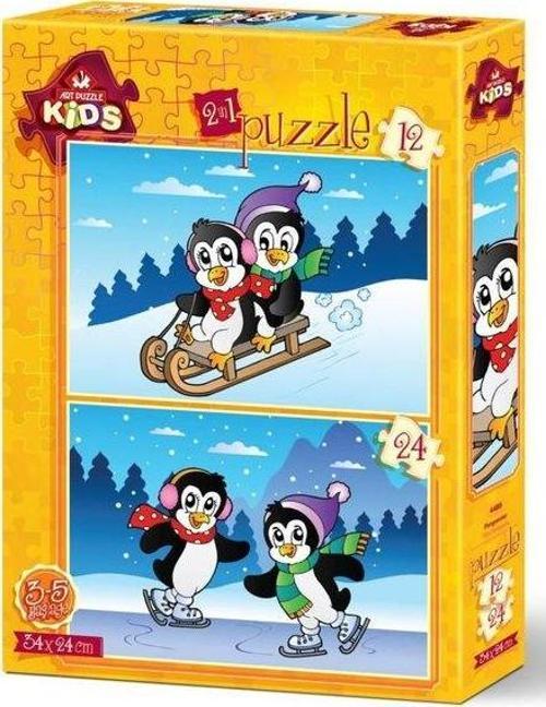 4489 Penguenler 24x34 cm 12 Ve 24 Parça İkili Puzzle