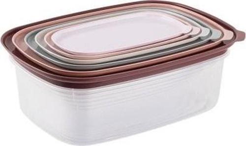 6'lı Pembe-Gri Çok Renkli Plastik Saklama Kabı Seti