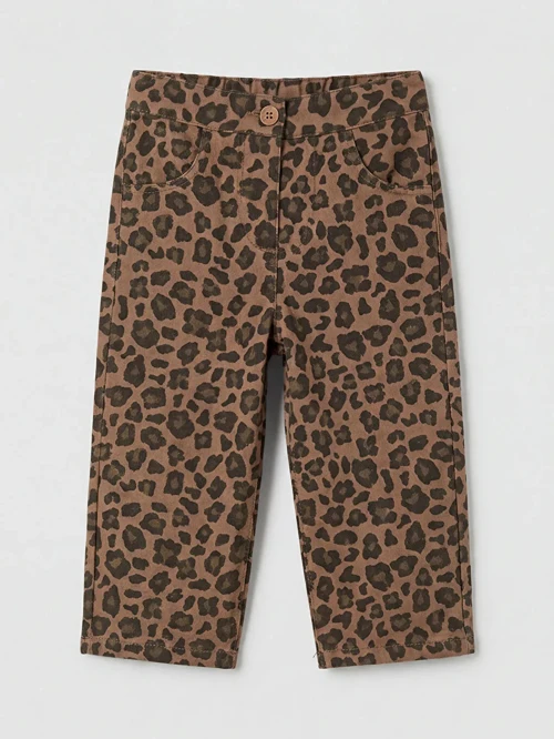 Kahverengi Regular Fit Kız Bebek Gabardin Pantolon