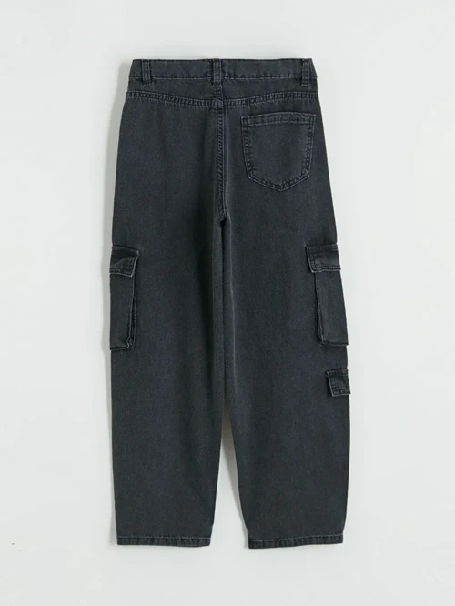 Antrasit Regular Fit Erkek Çocuk Kargo Jean Pantolon