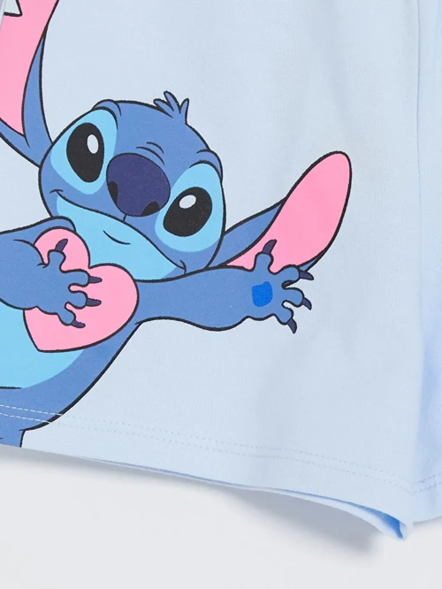 Mavi Lilo & Stitch Baskılı Kız Çocuk Şort