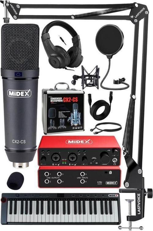 Midi Paket-6 Stüdyo Ekipmanları Seti Ses Kartı Midi Klavye Mikrofon Kulaklık