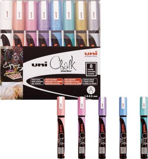 CHALK 1.8-2.5 Su Bazlı Sıvı Tahta Markörü Metalik 8'Li PWE-5M/8C MC Set