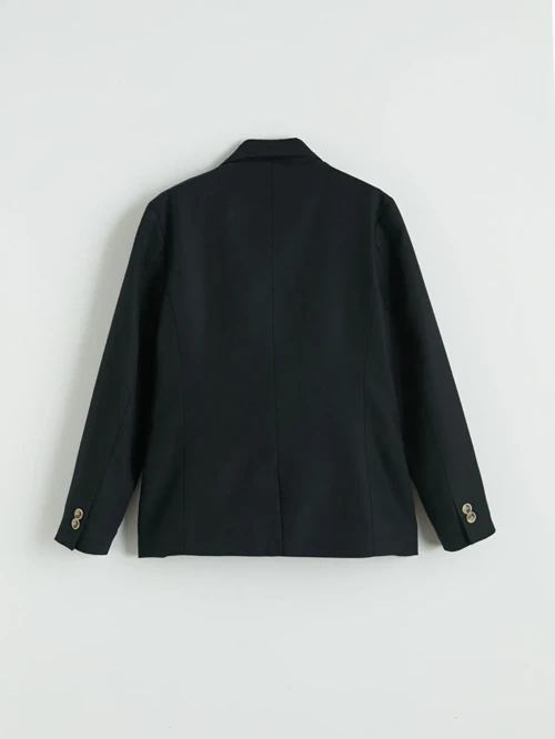Siyah Keten Görünümlü Erkek Çocuk Blazer Ceket