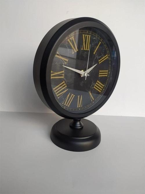 Siyah Renkli Metal Ofis Salon Masa Saati 25*20 Cm