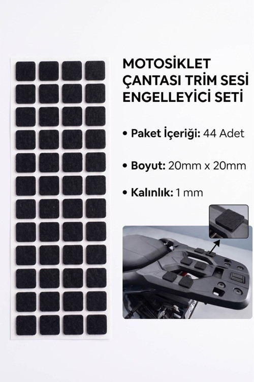 Motosiklet Çantası Trim Sesi Engelleyici Yapışkanlı Kauçuk 20mm Kare Siyah