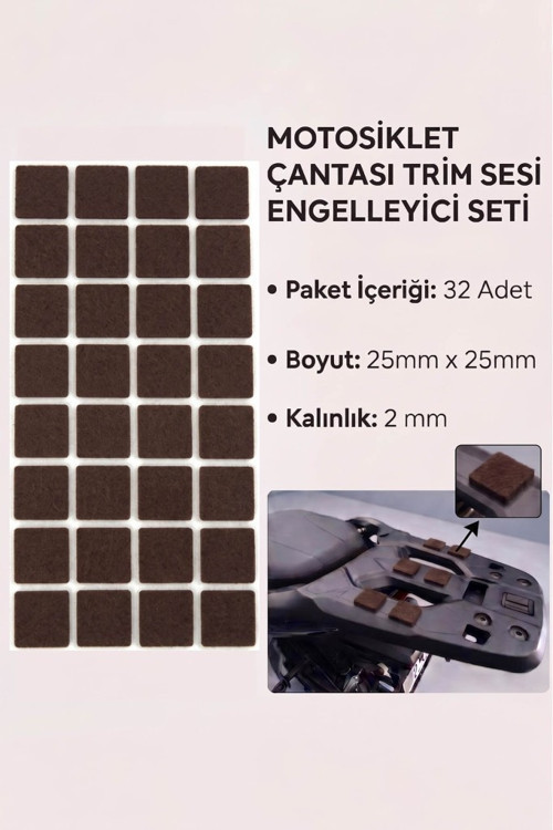 Motosiklet Çantası Trim Sesi Engelleyici Yapışkanlı Kauçuk 25mm Kare Kahverengi