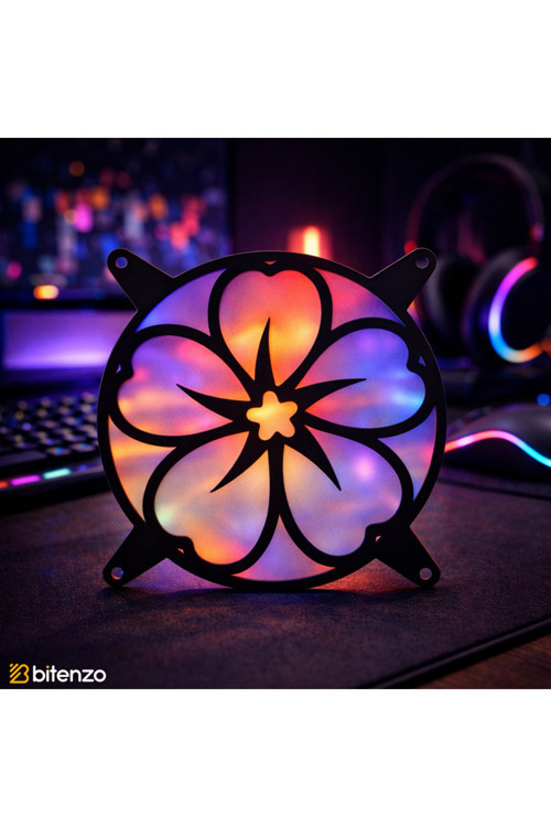Çiçek Motifli 120X120 Mm Oyun Pc Aksesuarı, Masaüstü Bilgisayar Fan Kapağı