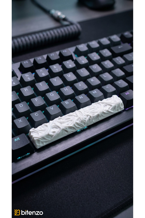 Custom Tasarım Mekanik Klavye Spacebar Keycap - 6.25U Uyumlu Özel Dokulu Boşluk Tuşu - Beyaz