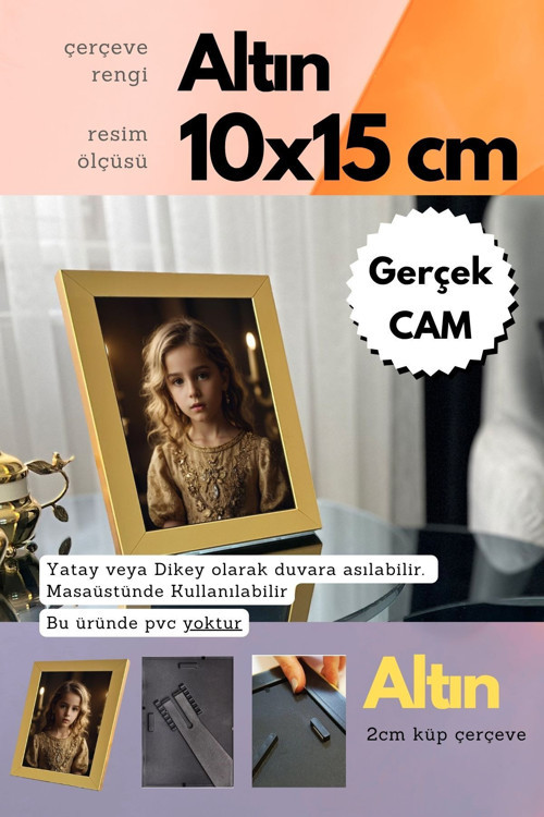 20Mm Çerçeve Camlı 10X15 Cm Fotoğraf Resim Çerçevesi Ayaklı Veya Duvara Asma Yatay-Dikey