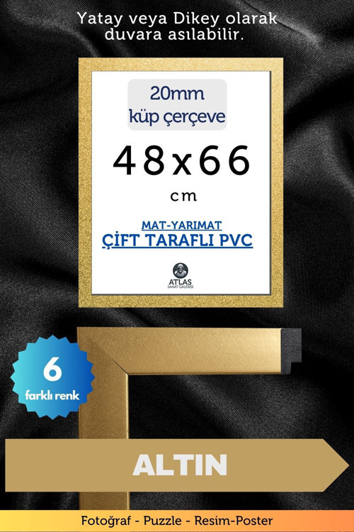 20Mm-48X66 Cm Mat Pvc Li Camsız Fotoğraf Puzzle Belge Çerçeve Yatay Dikey Asılabilme