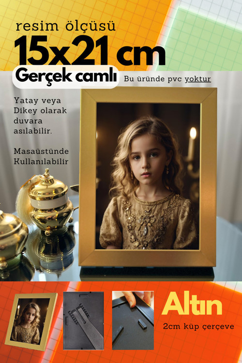 20Mm Çerçeve Camlı 15X21 Cm Fotoğraf Resim Çerçevesi Ayaklı Veya Duvara Asma Yatay-Dikey