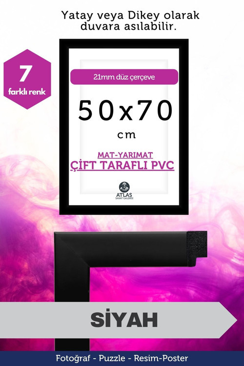 21Mm-50X70 Cm Mat Pvc Li Camsız Fotoğraf Puzzle Belge Çerçeve Yatay Dikey Asılabilme.