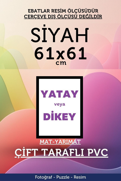 22Mm-61X61 Cm Mat Pvc Li Camsız Fotoğraf Puzzle Belge Çerçeve Yatay Dikey Asılabilme.