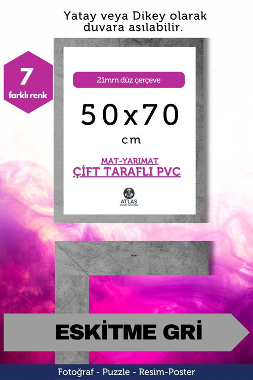 21Mm-50X70 Cm Mat Pvc Li Camsız Fotoğraf Puzzle Belge Çerçeve Yatay Dikey Asılabilme.