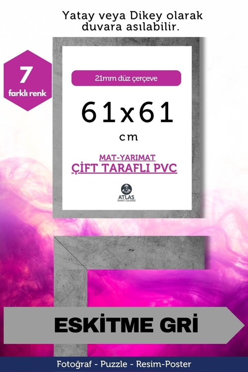 21Mm-61X61 Cm Mat Pvc Li Camsız Fotoğraf Puzzle Belge Çerçeve Yatay Dikey Asılabilme.