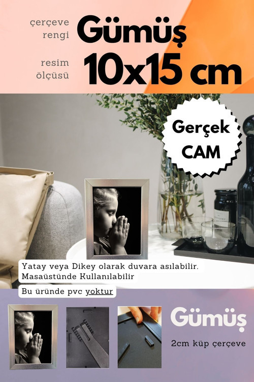 20Mm Çerçeve Camlı 10X15 Cm Fotoğraf Resim Çerçevesi Ayaklı Veya Duvara Asma Yatay-Dikey