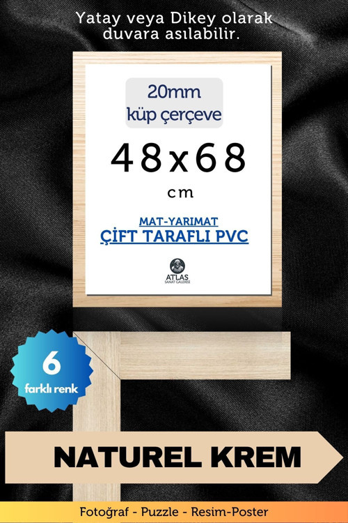 20Mm-48X68 Cm Mat Pvc Li Camsız Fotoğraf Puzzle Belge Çerçeve Yatay Dikey Asılabilme