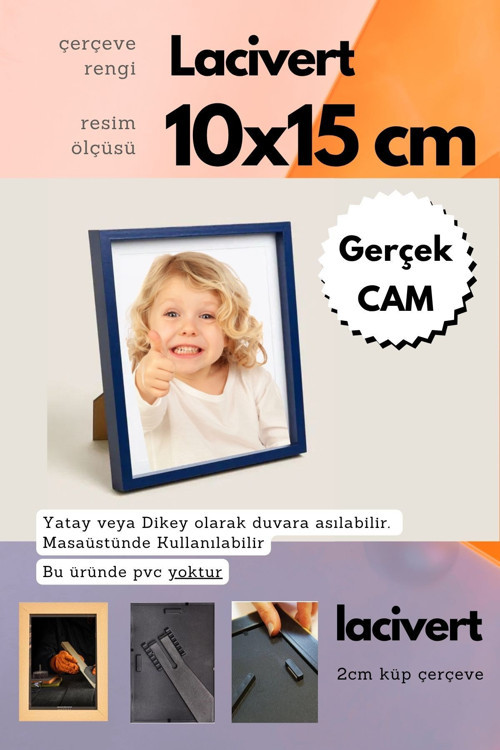 20Mm Çerçeve Camlı 10X15 Cm Fotoğraf Resim Çerçevesi Ayaklı Veya Duvara Asma Yatay-Dikey