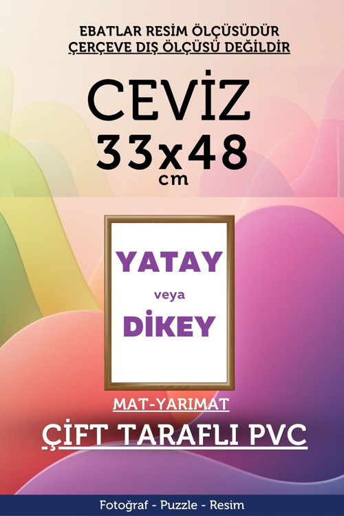 22Mm-33X48 Cm Mat Pvc Li Camsız Fotoğraf 500 Parça Puzzle Belge Çerçeve Yatay Dikey Asılabilme.