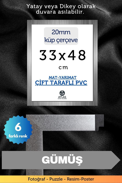 20Mm-33X48 Cm Mat Pvc Li Camsız Fotoğraf Puzzle Belge Çerçeve Yatay Dikey Asılabilme