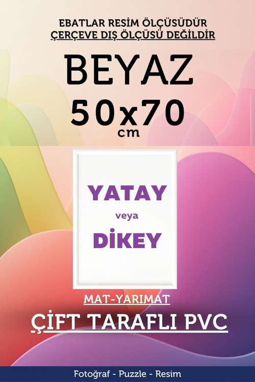 22Mm-50X70 Cm Mat Pvc Li Camsız Fotoğraf 1000 Parça Puzzle Belge Çerçeve Yatay Dikey Asılabilme.