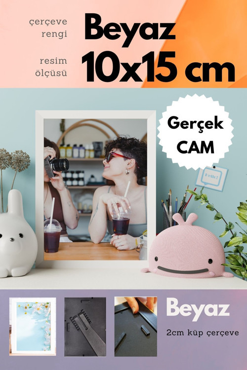 20Mm Çerçeve Camlı 10X15 Cm Fotoğraf Resim Çerçevesi Ayaklı Veya Duvara Asma Yatay-Dikey