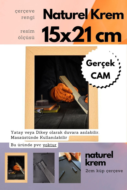 20Mm Çerçeve Camlı 15X21 Cm Fotoğraf Resim Çerçevesi Ayaklı Veya Duvara Asma Yatay-Dikey