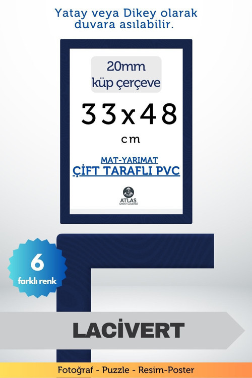 20Mm-33X48 Cm Mat Pvc Li Camsız Fotoğraf Puzzle Belge Çerçeve Yatay Dikey Asılabilme
