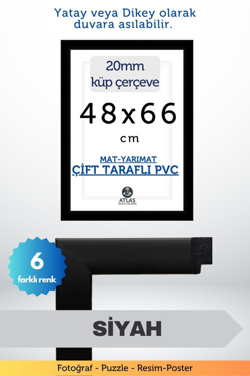 20Mm-48X66 Cm Mat Pvc Li Camsız Fotoğraf Puzzle Belge Çerçeve Yatay Dikey Asılabilme