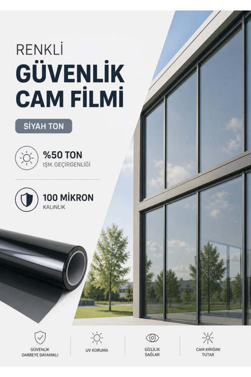 Renkli Güvenlik Cam Filmi 152 X30 Mt %50