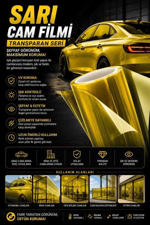 Sarı Transparan Cam Filmi