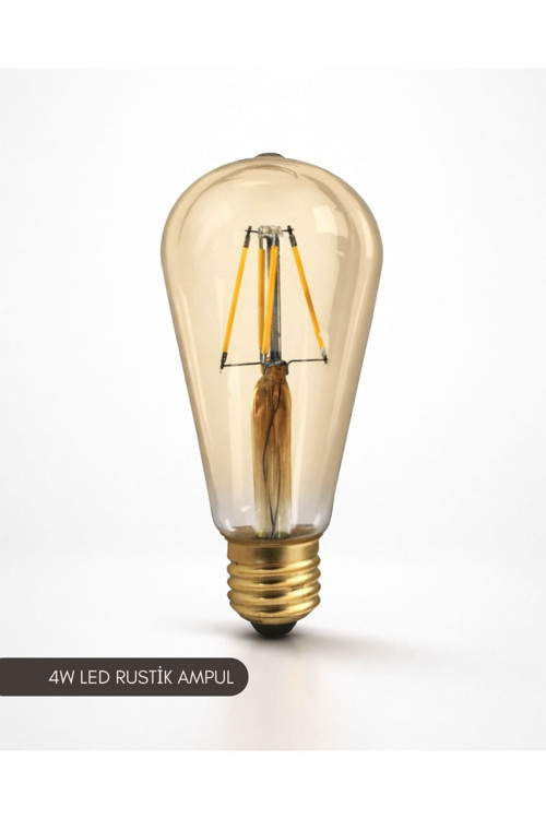 4W LED Rustik Ampul ST64, 2700K Sarı Işık, E27 Duy